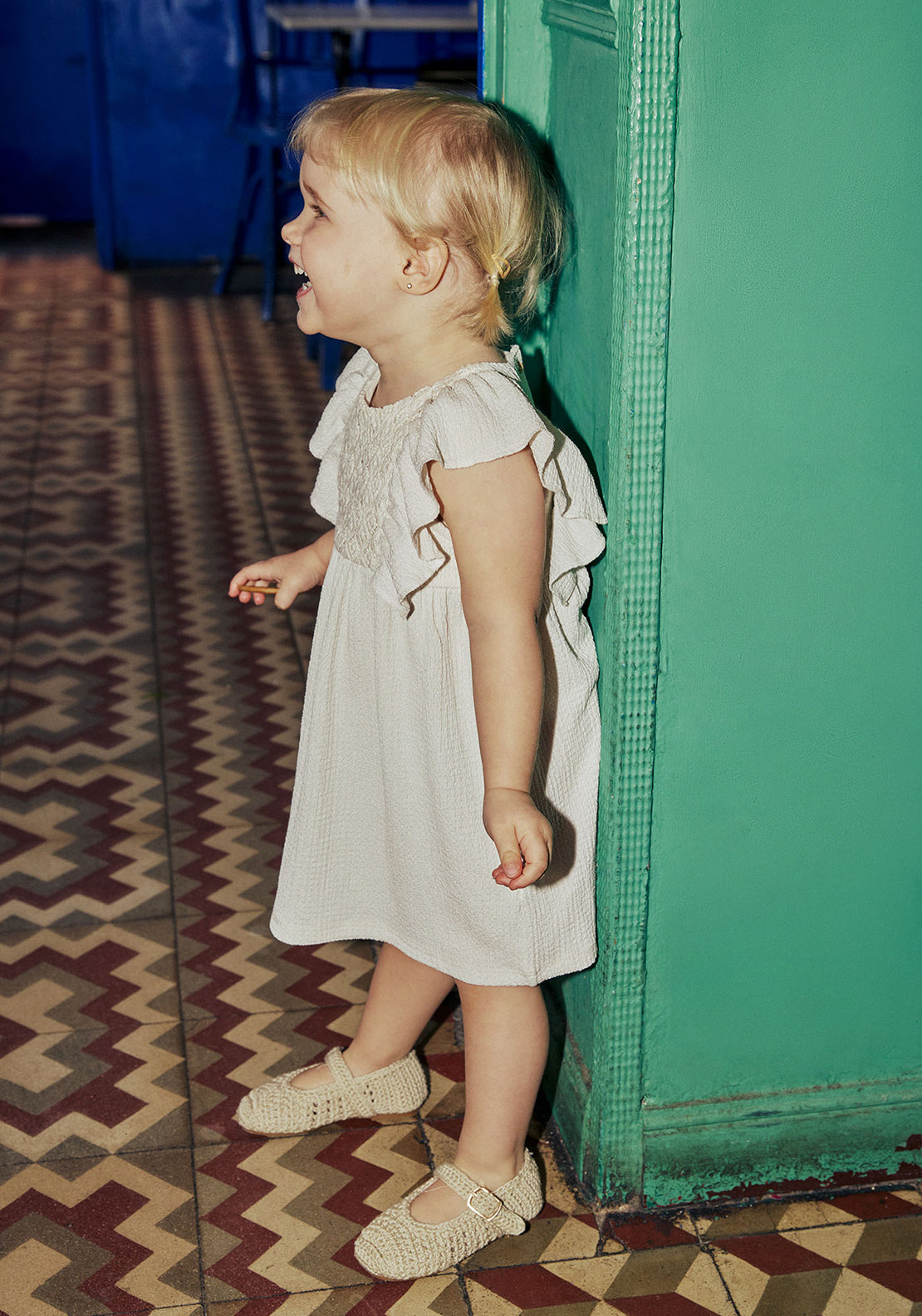 Sfera Wrinkle-effect dress - Cream 2 Shaws Department Stores