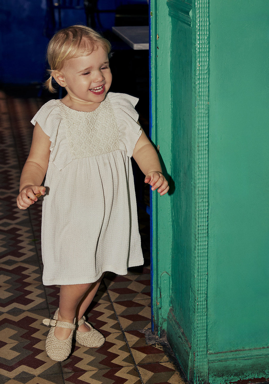 Sfera Wrinkle-effect dress - Cream 1 Shaws Department Stores