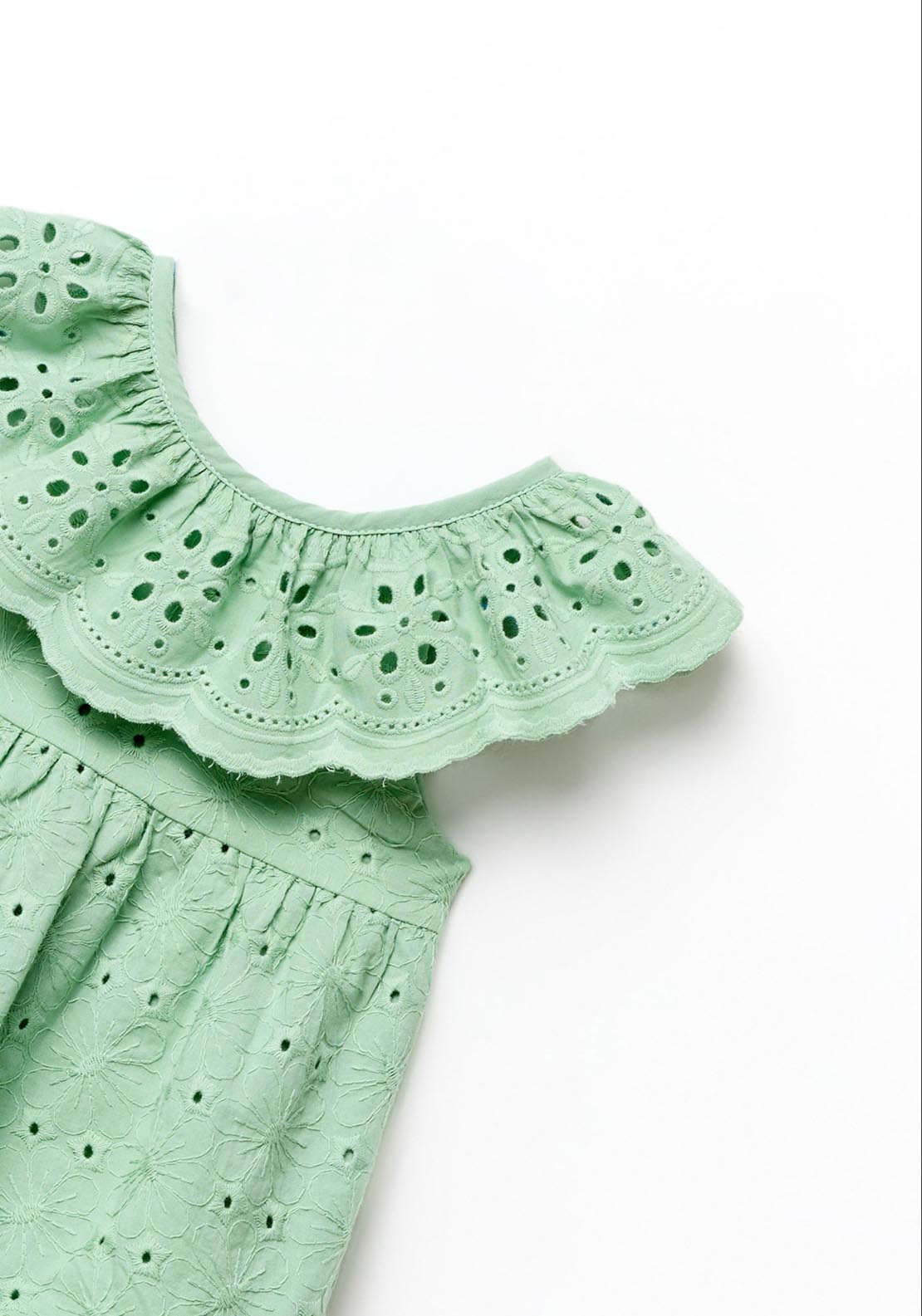 Sfera Openwork dress with ruffles - Green 2 Shaws Department Stores