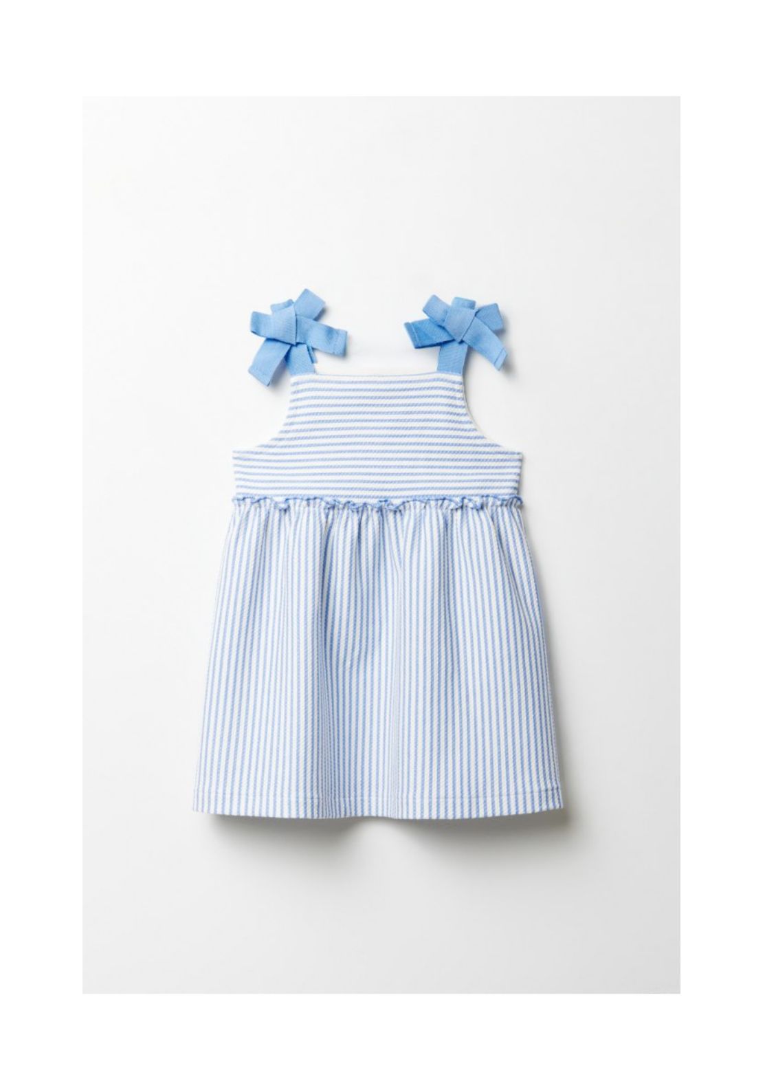 Sfera Striped Piqué Dress - White 1 Shaws Department Stores