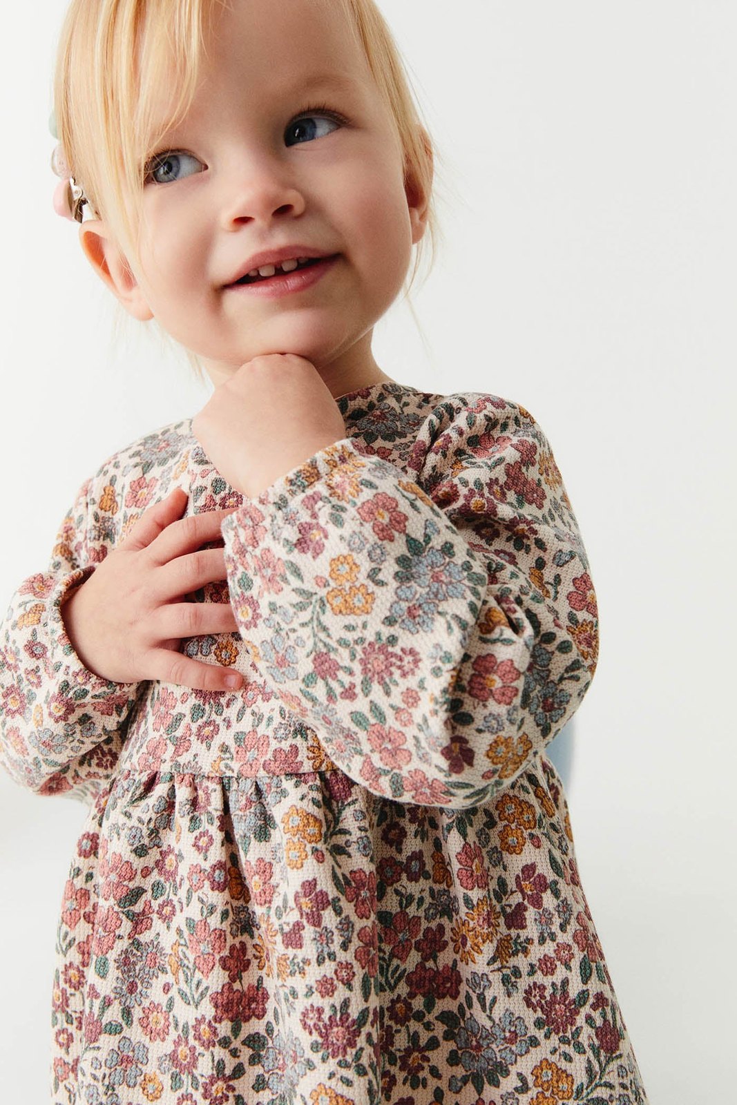 Floral Print Piqué Dress - Cream Ivory