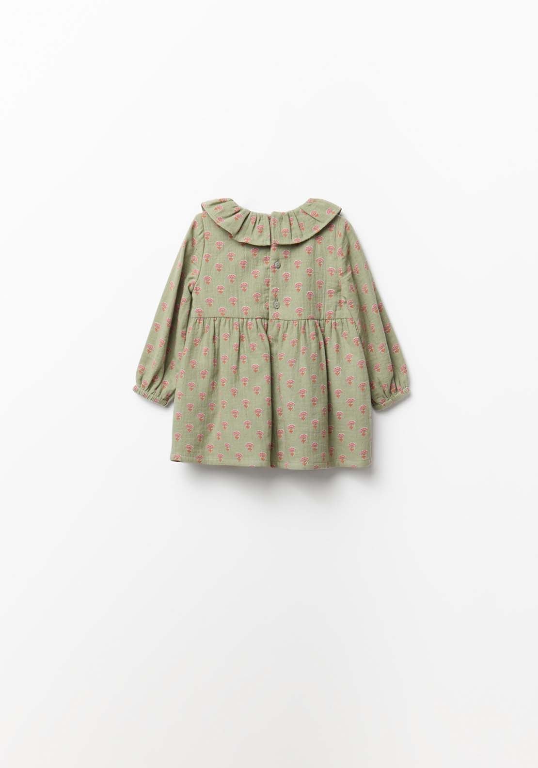 Long-Sleeved Bambula Dress - Green