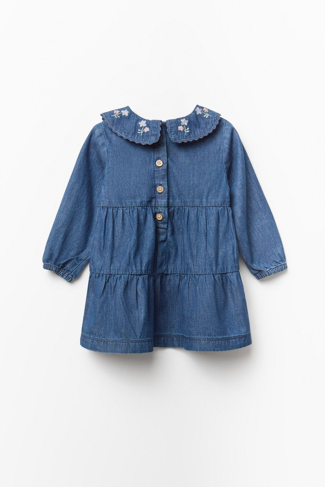 Peter Pan Collar Dress Denim - Denim Medium Wash