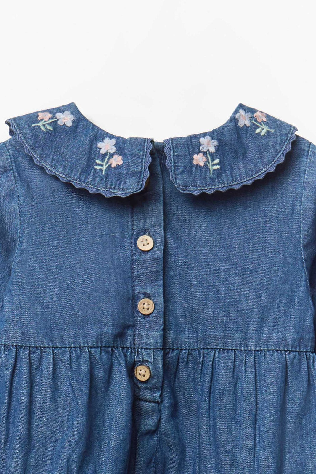 Peter Pan Collar Dress Denim - Denim Medium Wash