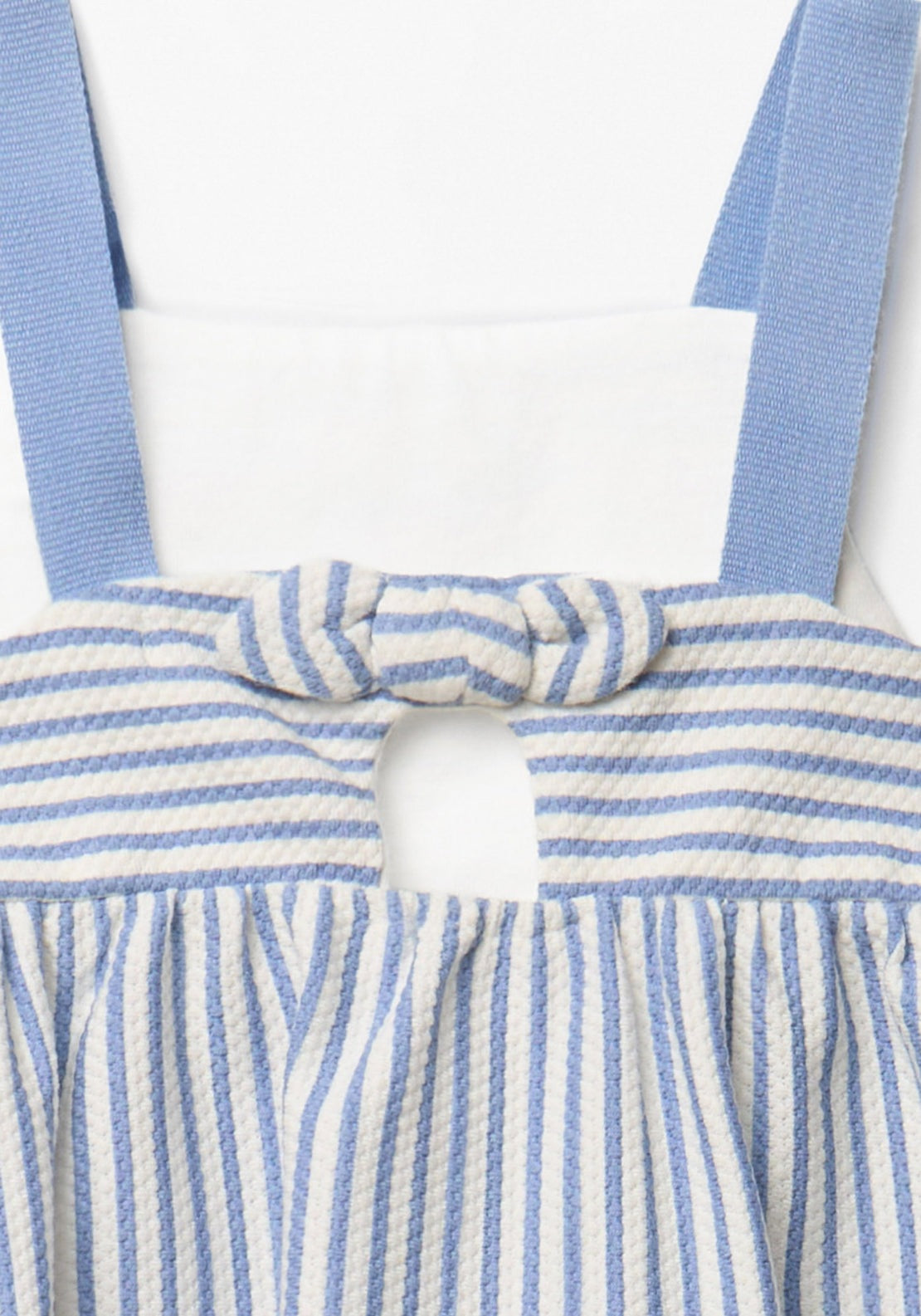 Stripe Print Piqué Dress - White