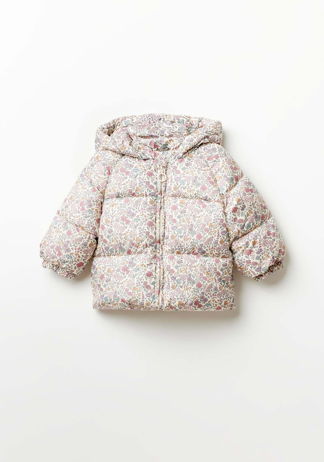 Sfera Floral Puffer Jacket - Beige 1 Shaws Department Stores