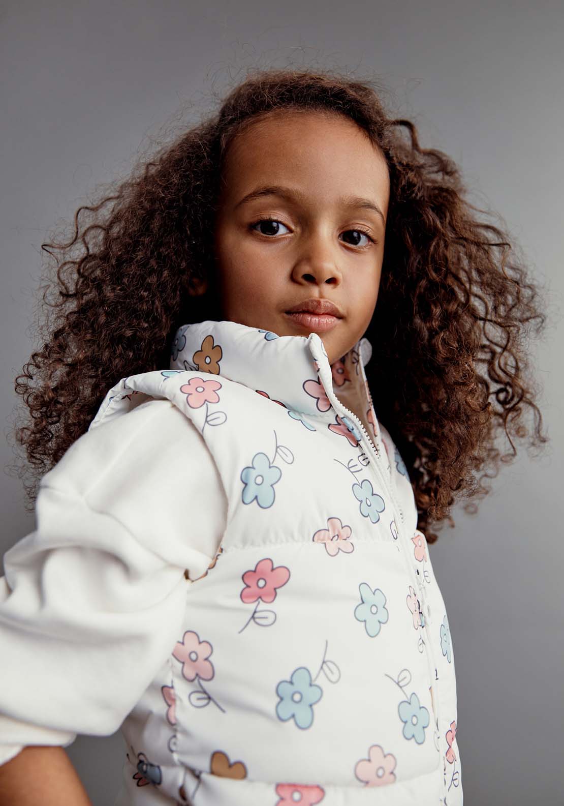 Sfera Floral gilet - Ecru 2 Shaws Department Stores