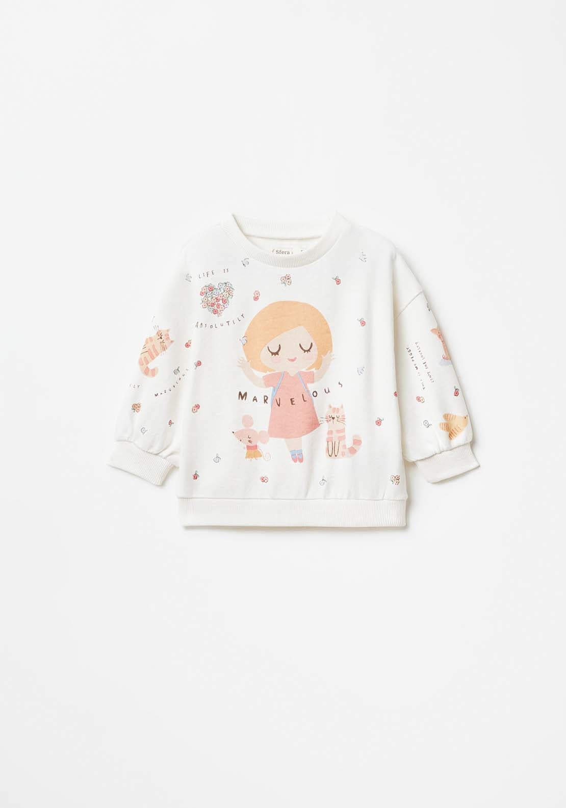 Sfera Baby Girl Print Sweatshirt - Beige 1 Shaws Department Stores