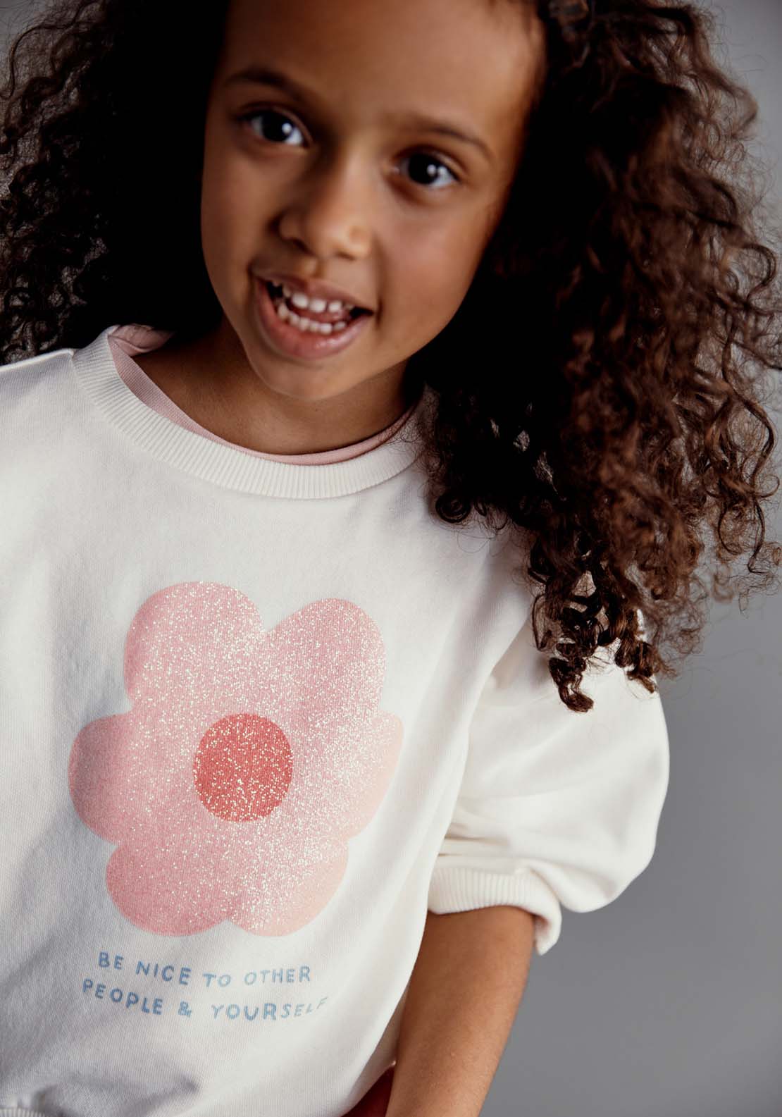 Sfera Baby girl flower sweatshirt - Ecru 2 Shaws Department Stores