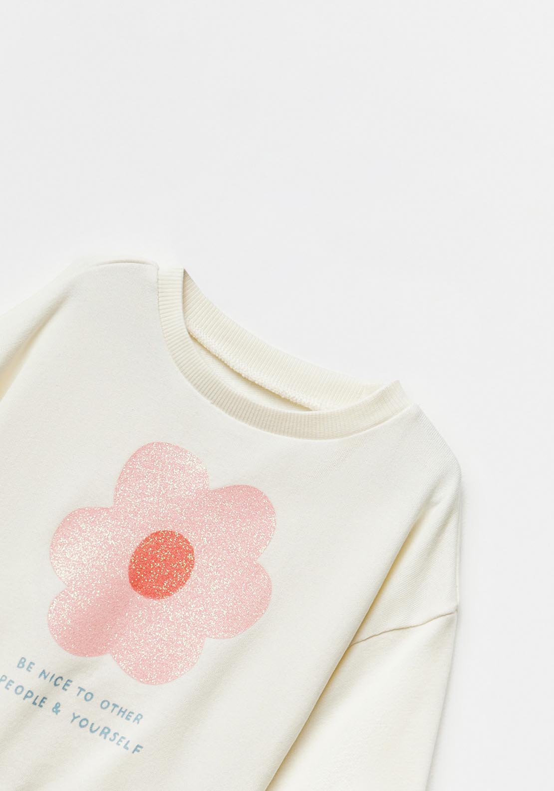 Sfera Flower Sweatshirt - Ecru 3 Shaws Department Stores