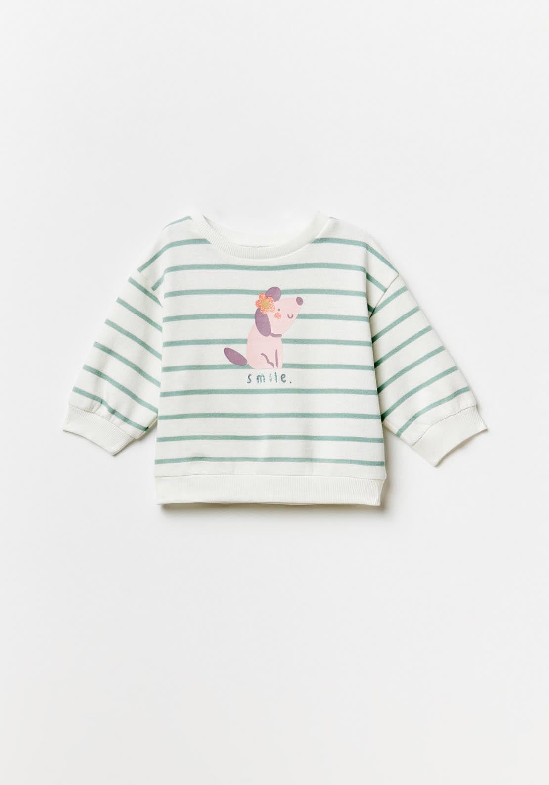 Sfera Striped Sweatshirt - Green Light 6 Shaws Department Stores