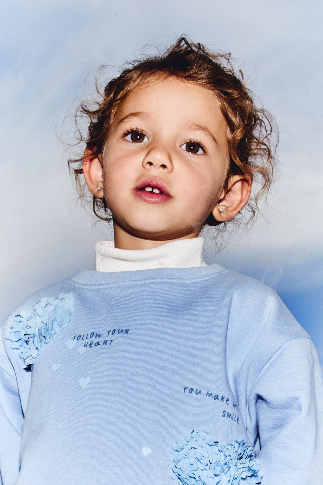 Sweatshirt With Tull Heart Detail - Blue