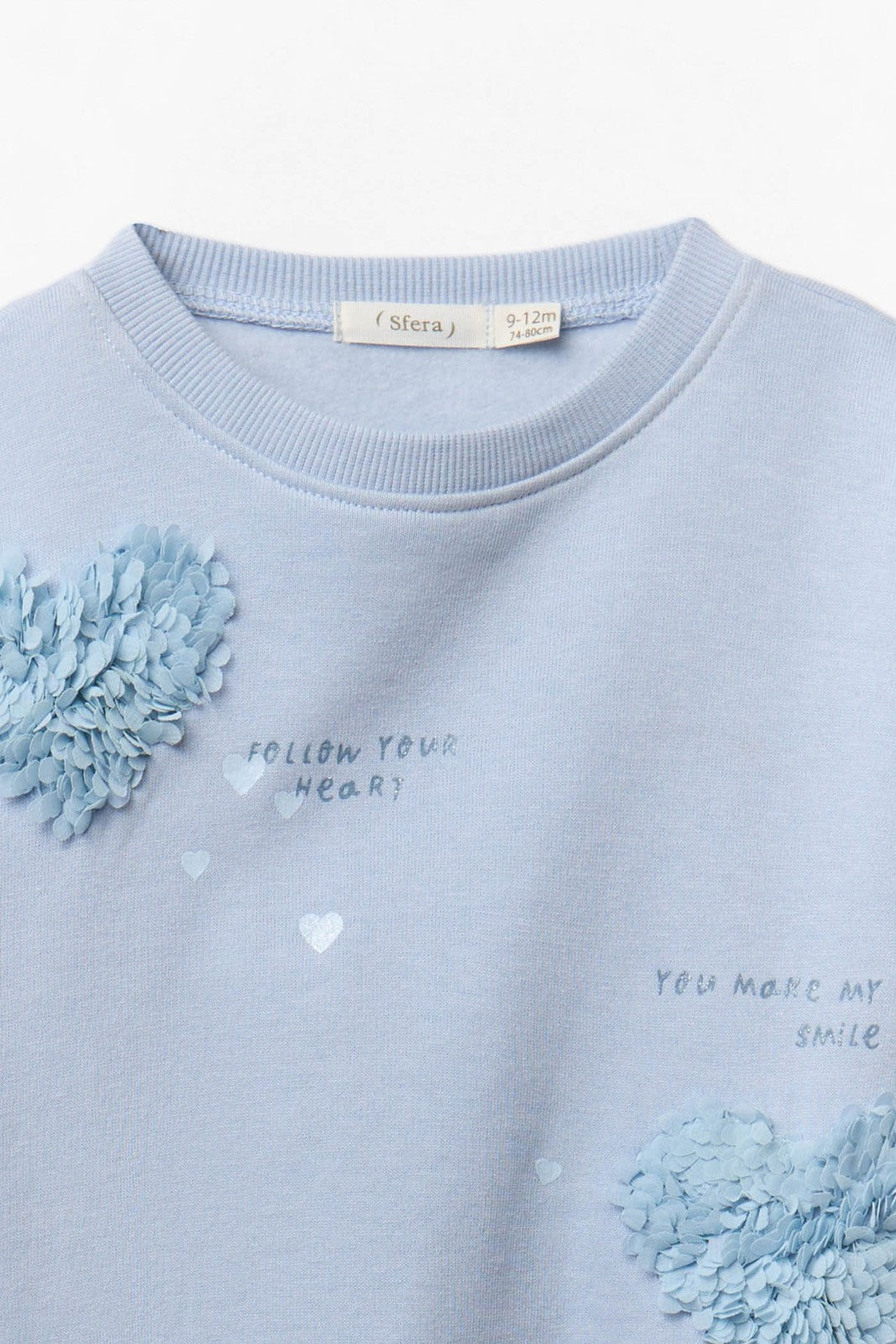 Sweatshirt With Tull Heart Detail - Blue