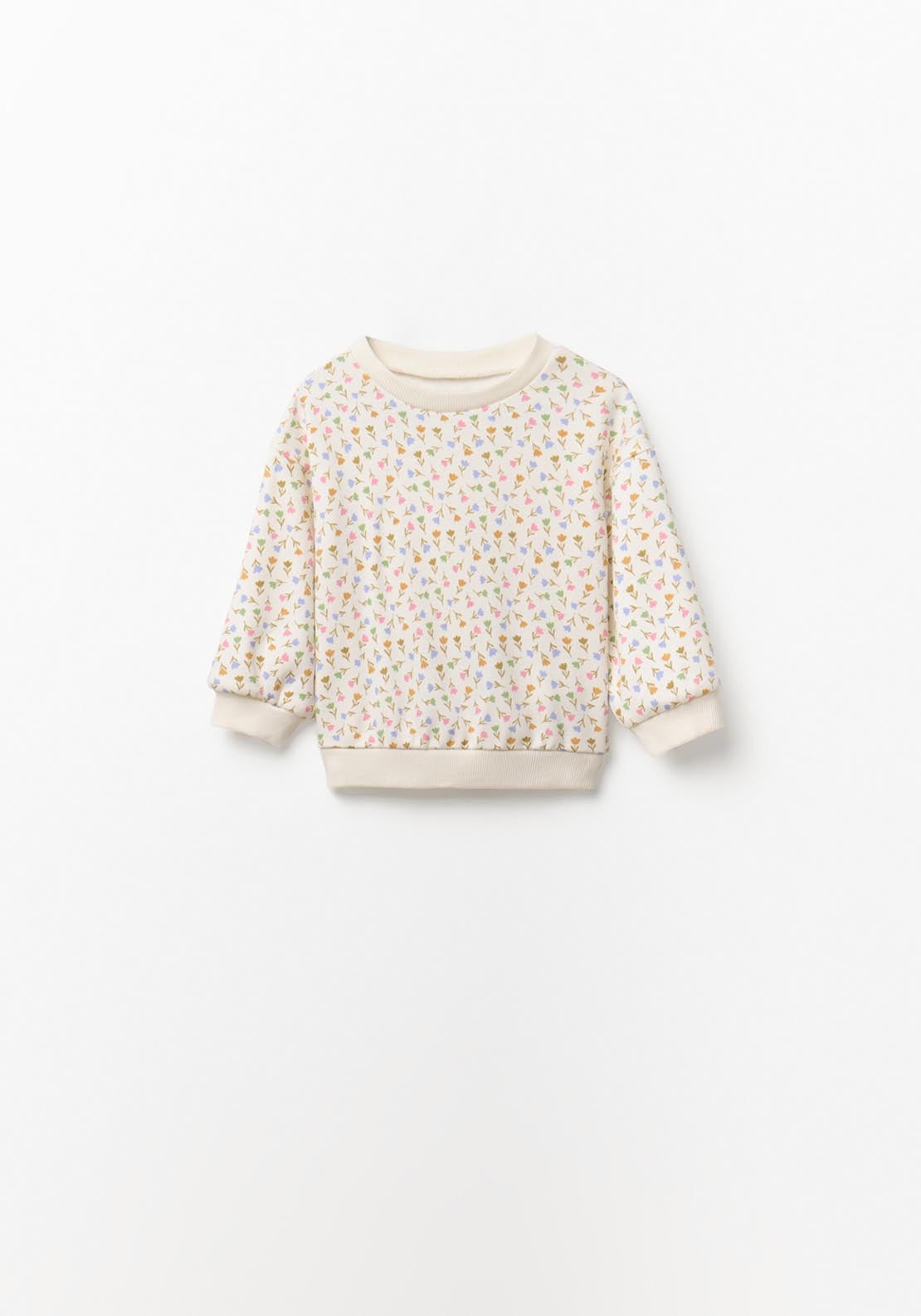 Sfera Floral Round Neck Sweatshirt - Cream 1 Shaws Department Stores