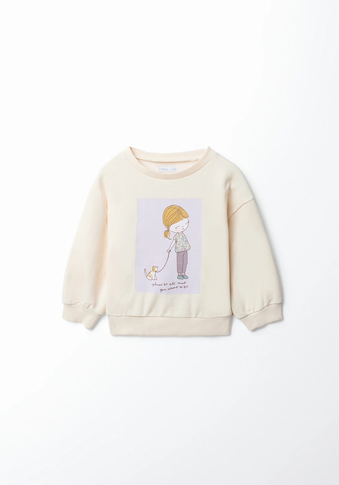 Graphic Crew Sweatshirt - Cream