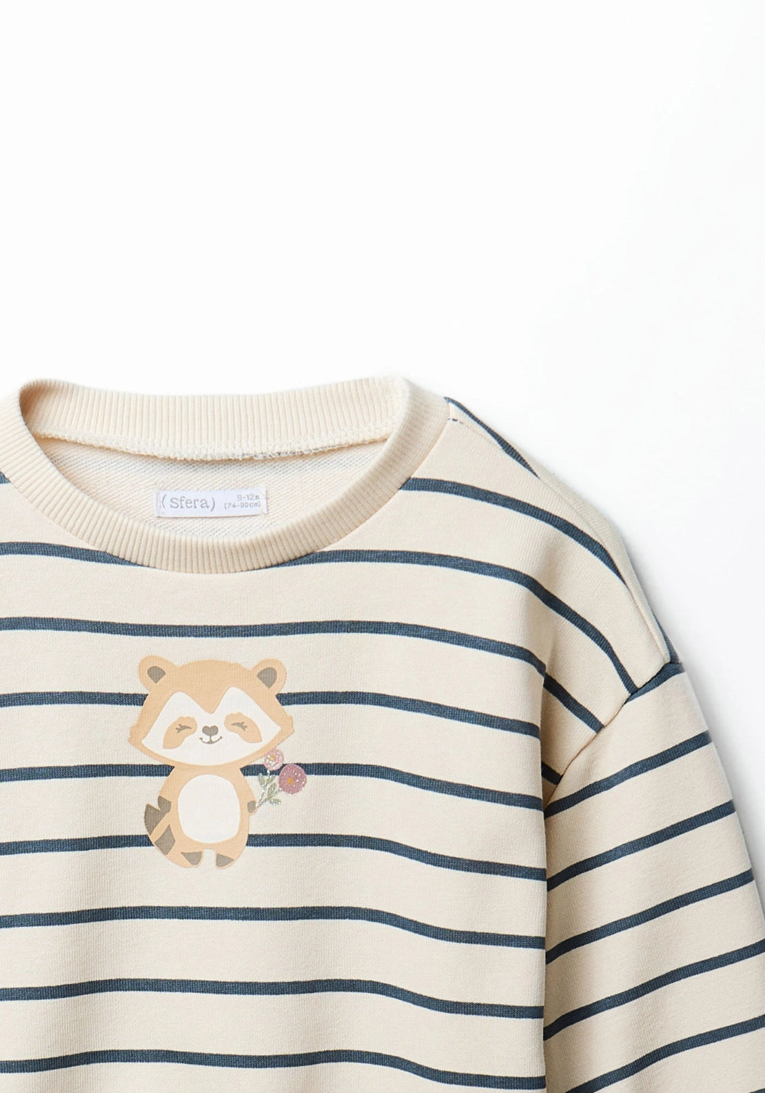 Striped Print Sweatshirt - Cream Ivory