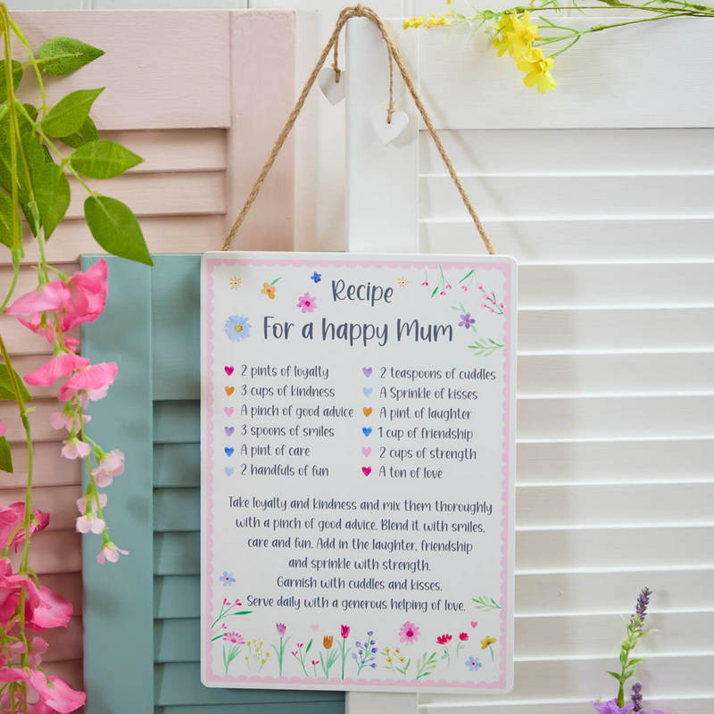 The Home Collection Recipe For A Happy Mum Plaque - Hanging Wooden Sign 1 Shaws Department Stores