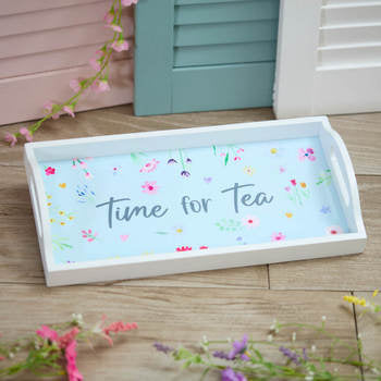 The Home Collection Time For Tea Wooden Tray - Pretty Floral Design 1 Shaws Department Stores