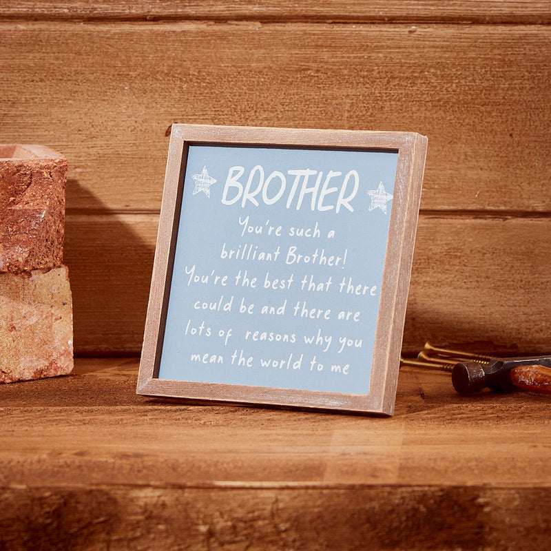 The Home Collection Brilliant Brother Framed Wooden Easel Plaque - Wooden 1 Shaws Department Stores