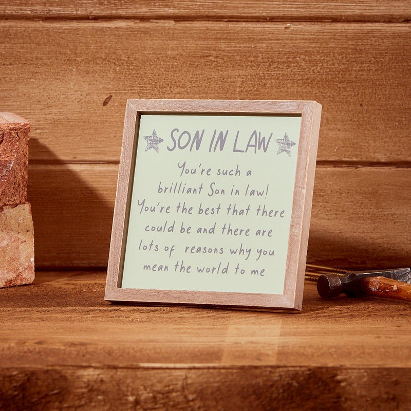 The Home Collection Brilliant Son-In-Law Framed Wooden Easel Plaque - Wooden 1 Shaws Department Stores