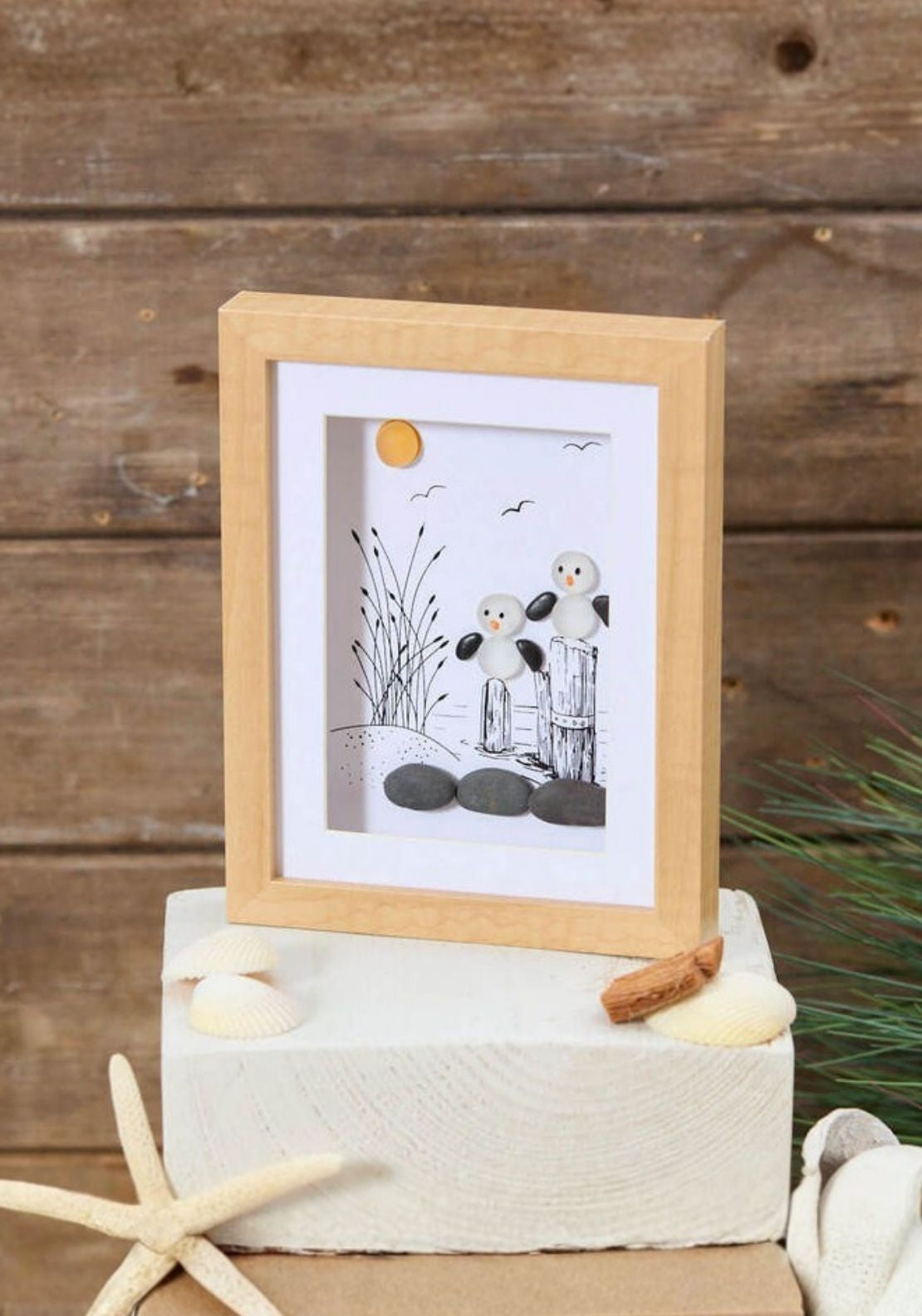 The Home Collection Wood Frame Pebble Bird Picture - Multi 1 Shaws Department Stores
