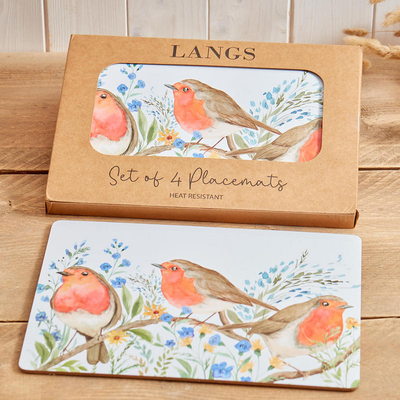 The Home Collection Robin Forget Me Not Placemats - Set Of 4 Heat Resistant 3 Shaws Department Stores