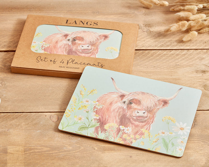 The Home Collection Highland Cow Floral Placemat S/4 In Box Heat Resistant Wood - Multi 2 Shaws Department Stores