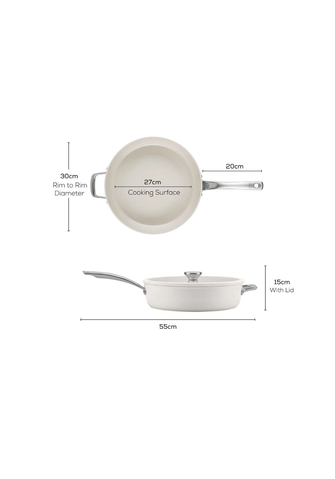 Halo With Laserdefense Covered Saute 30cm/4.7L - White
