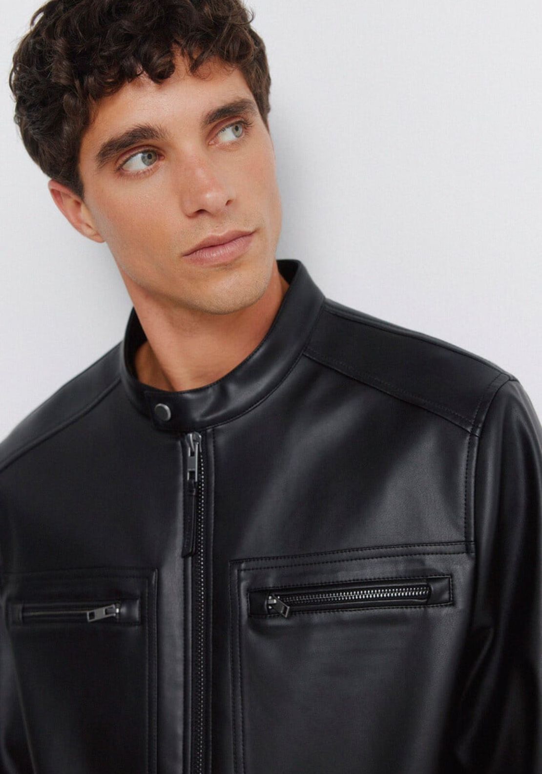 Springfield Faux Leather Jacket - Black 3 Shaws Department Stores