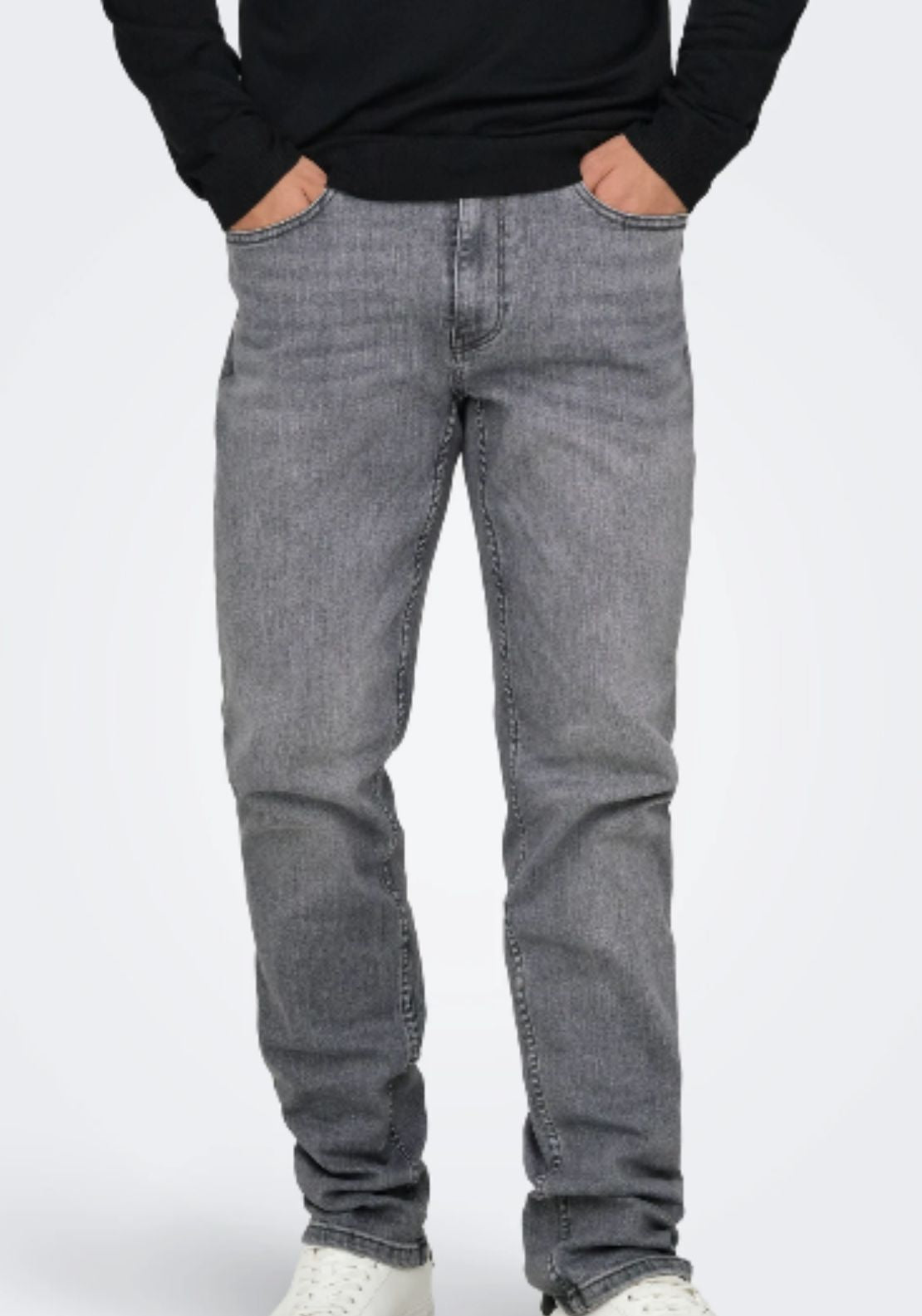 Only &amp; Sons Onsweft Mid Waist Regular Fit Jeans - Medium Grey Denim 1 Shaws Department Stores