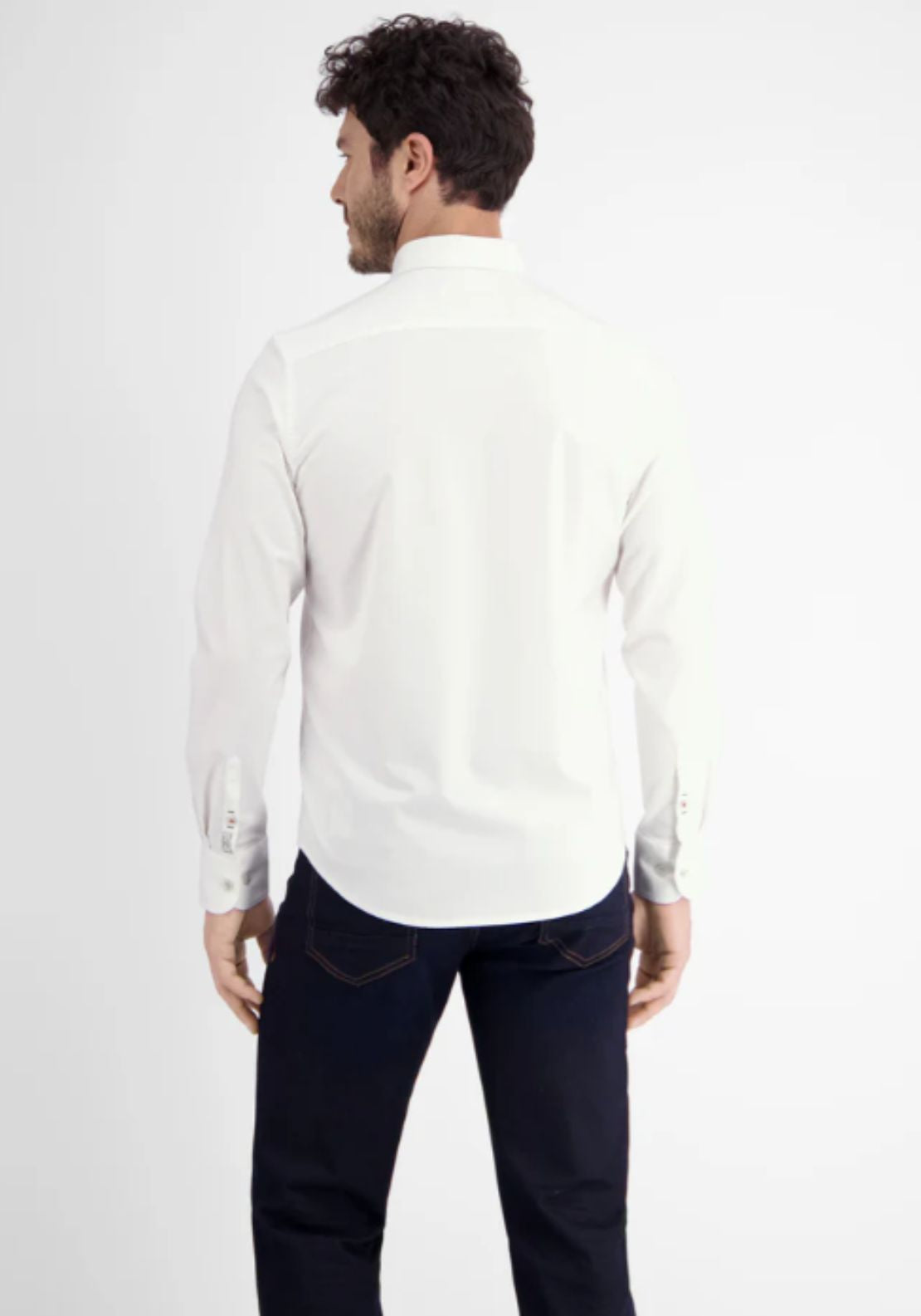 Lerros Plain Oxford Shirt - White 2 Shaws Department Stores