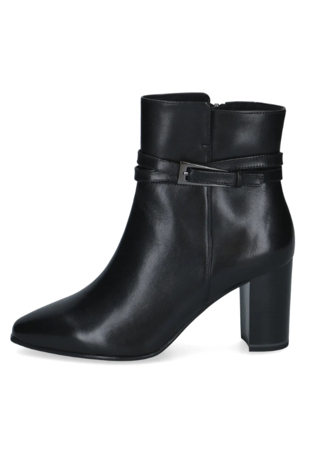 Block Heel Double Strap Boot - Black