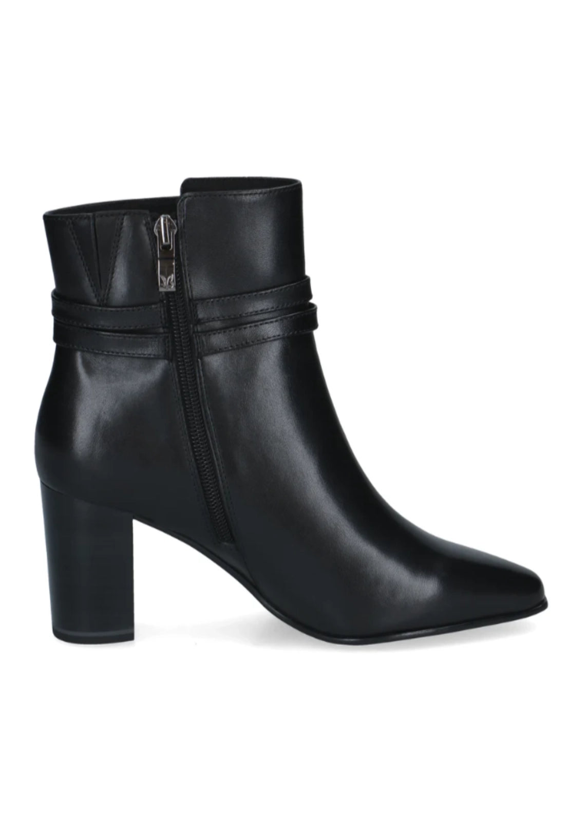 Block Heel Double Strap Boot - Black