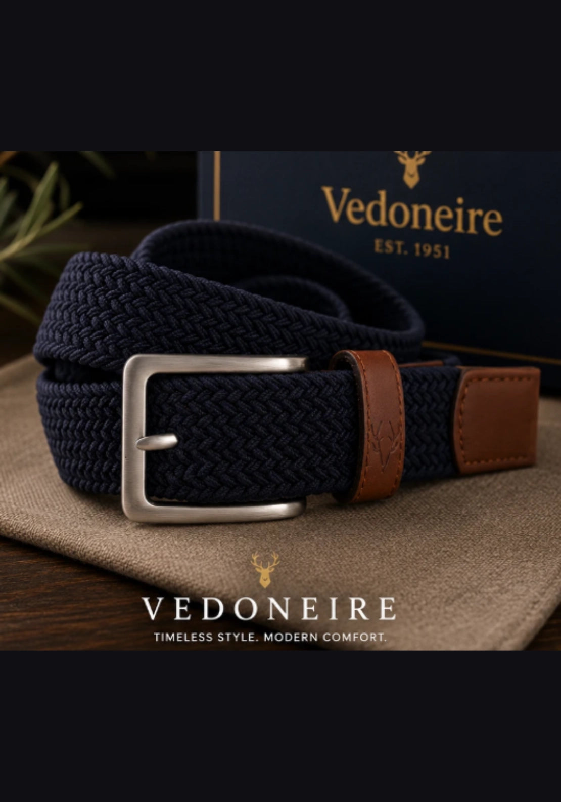 Braided Belt - Solid Navy