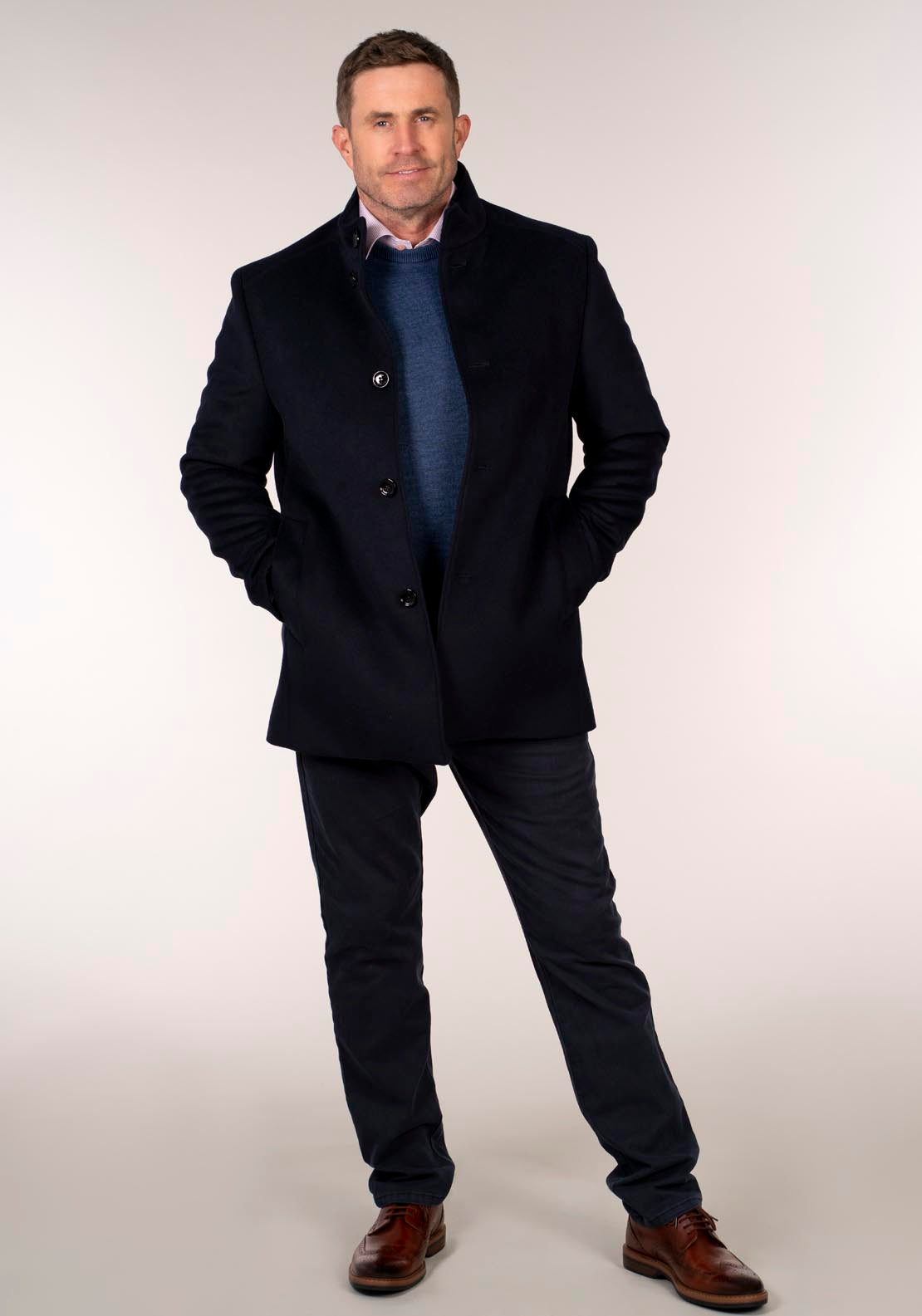 Daniel Grahame Watson 3/4 Wool Coat - Blue 6 Shaws Department Stores