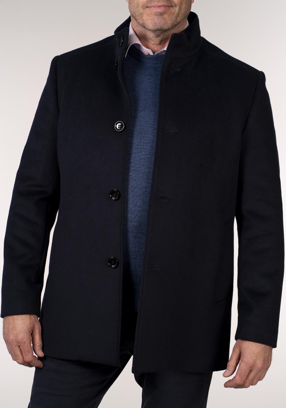 Daniel Grahame Watson 3/4 Wool Coat - Blue 1 Shaws Department Stores