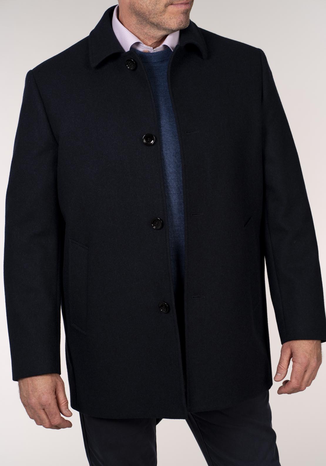 Daniel Grahame Bales 3/4 Wool Coat - Blue 4 Shaws Department Stores