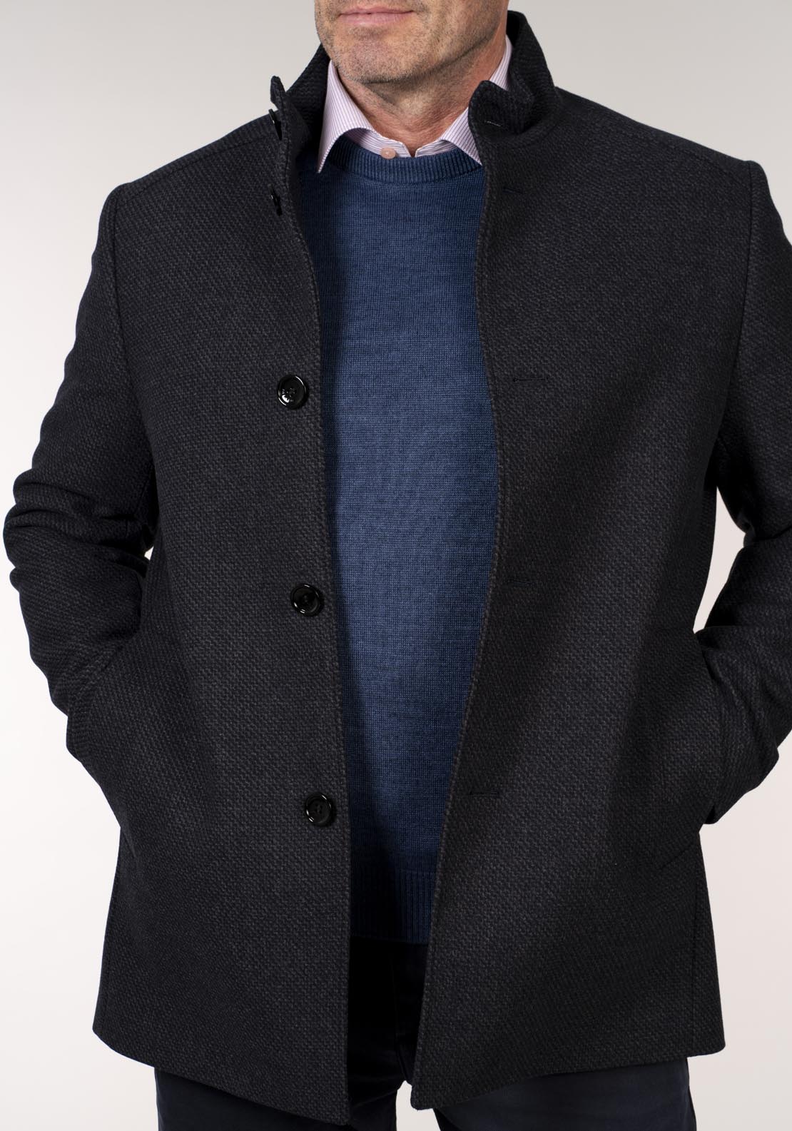 Daniel Grahame Watson 3/4 Wool Coat - Navy 4 Shaws Department Stores