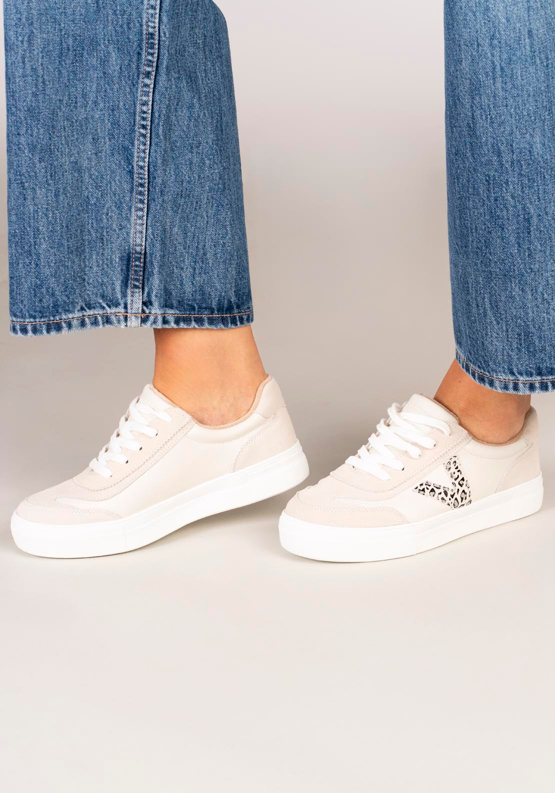 Drilleys Leather Upper V Trainer - Leopard Cheetah 2 Shaws Department Stores