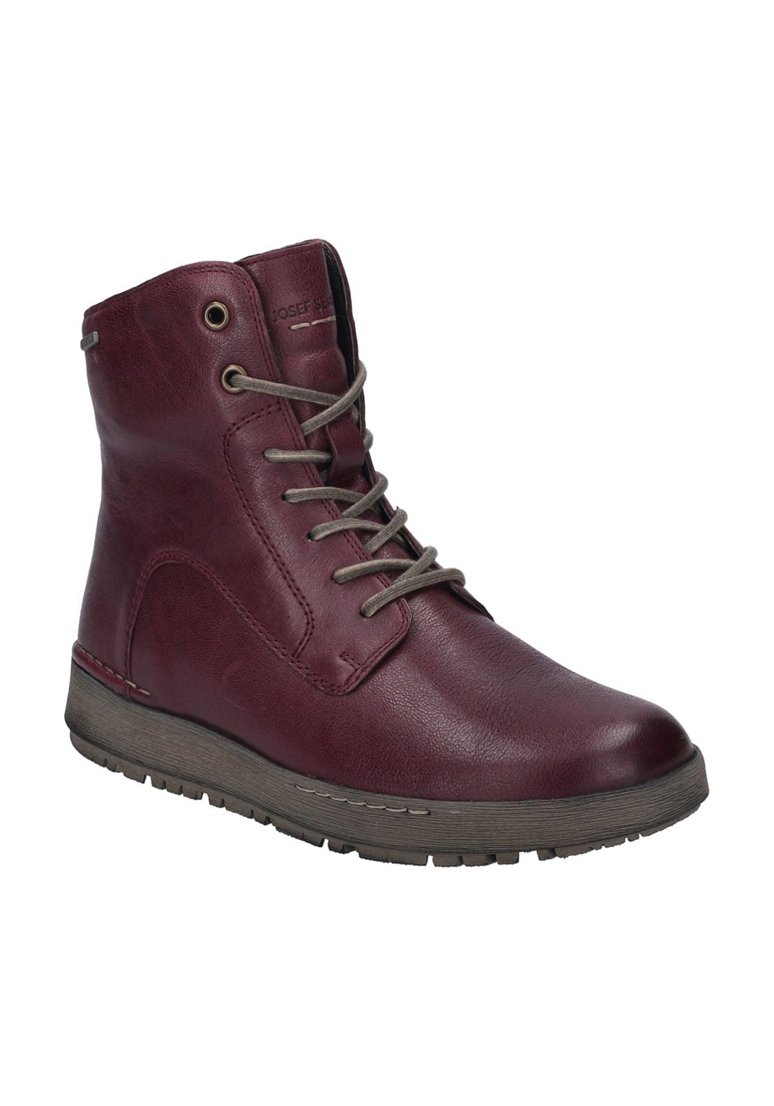 Josef Seibel Waterproof Lace Up Leather Boot - Plum 1 Shaws Department Stores