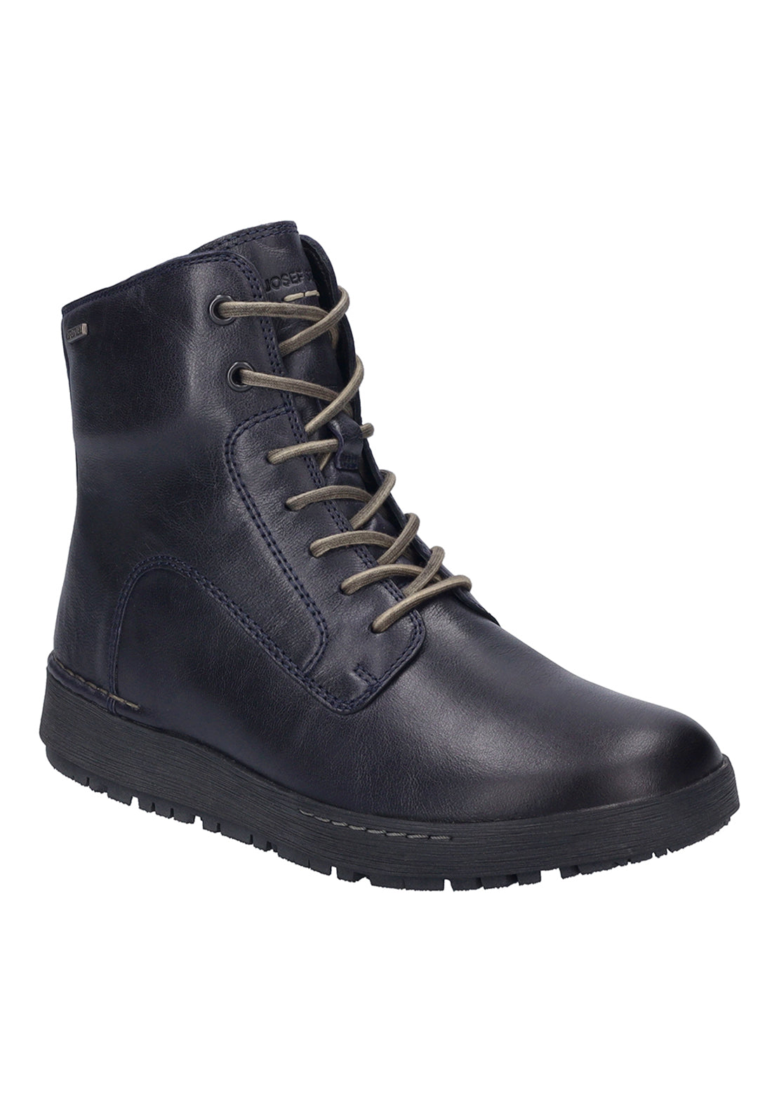 Josef Seibel Wproof Lace Up Leather Boot - Navy 3 Shaws Department Stores