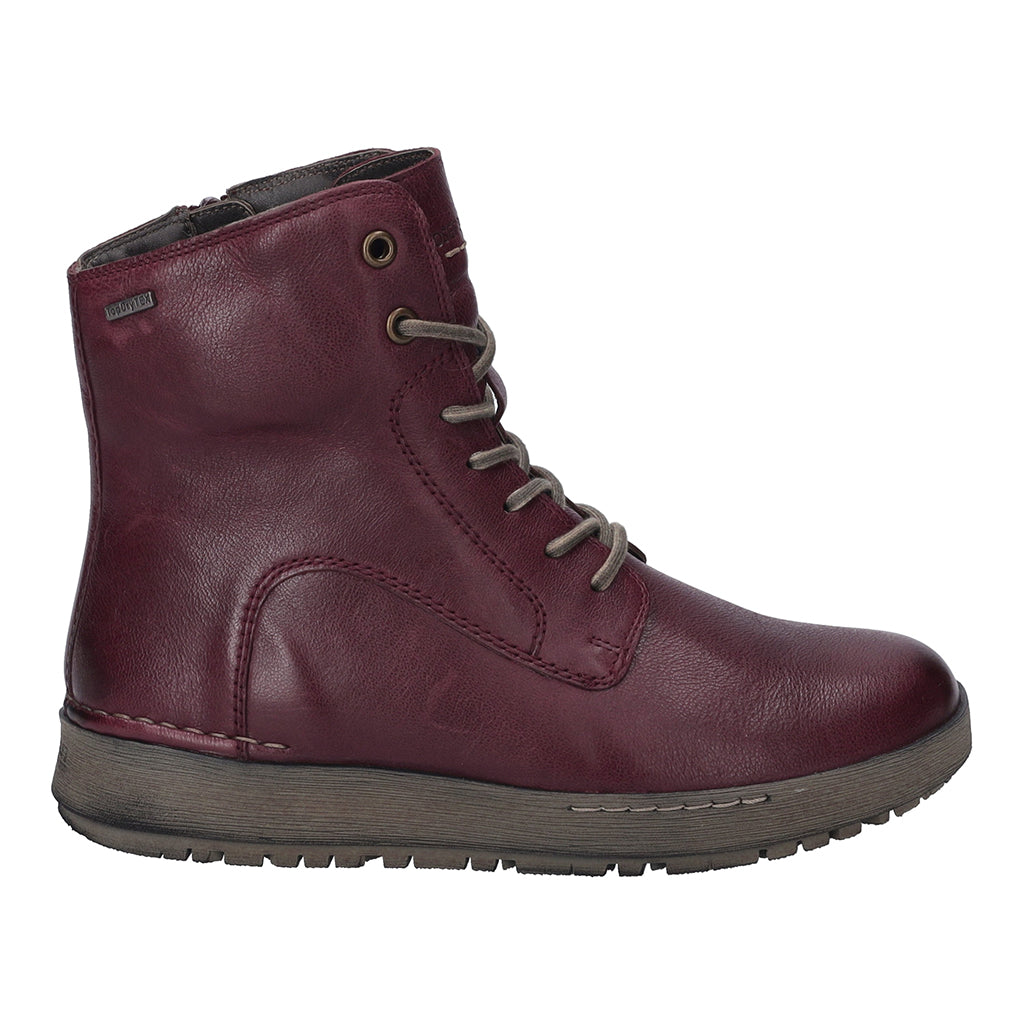 Josef Seibel Waterproof Lace Up Leather Boot - Plum 4 Shaws Department Stores