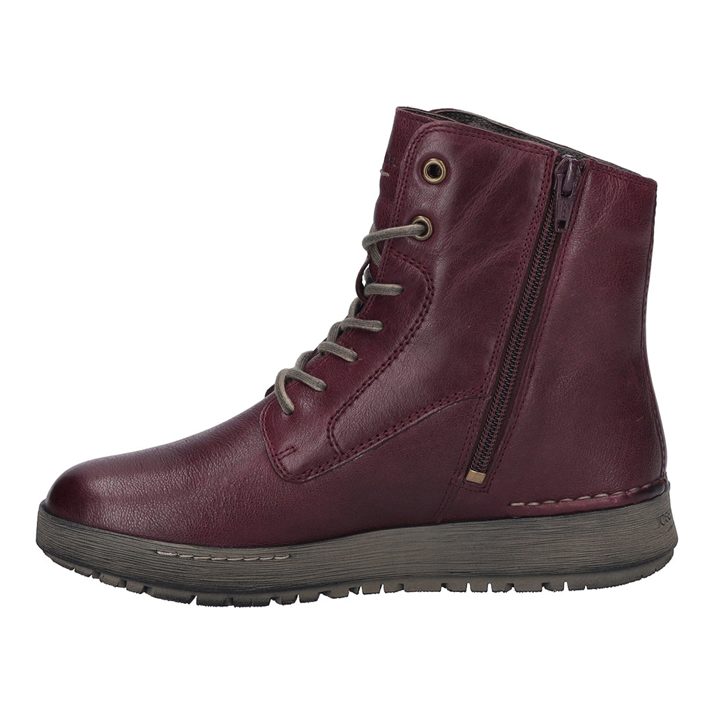Josef Seibel Waterproof Lace Up Leather Boot - Plum 2 Shaws Department Stores