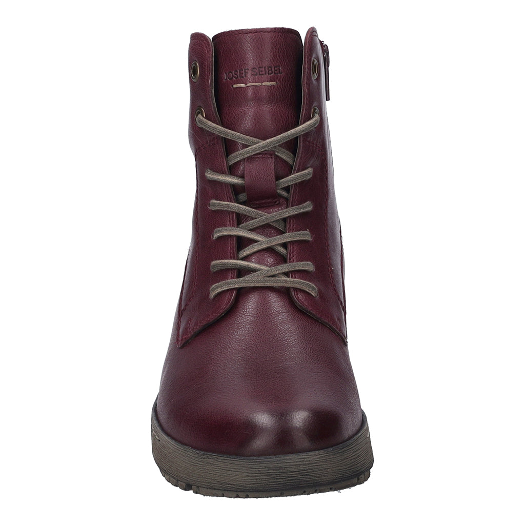 Josef Seibel Waterproof Lace Up Leather Boot - Plum 3 Shaws Department Stores