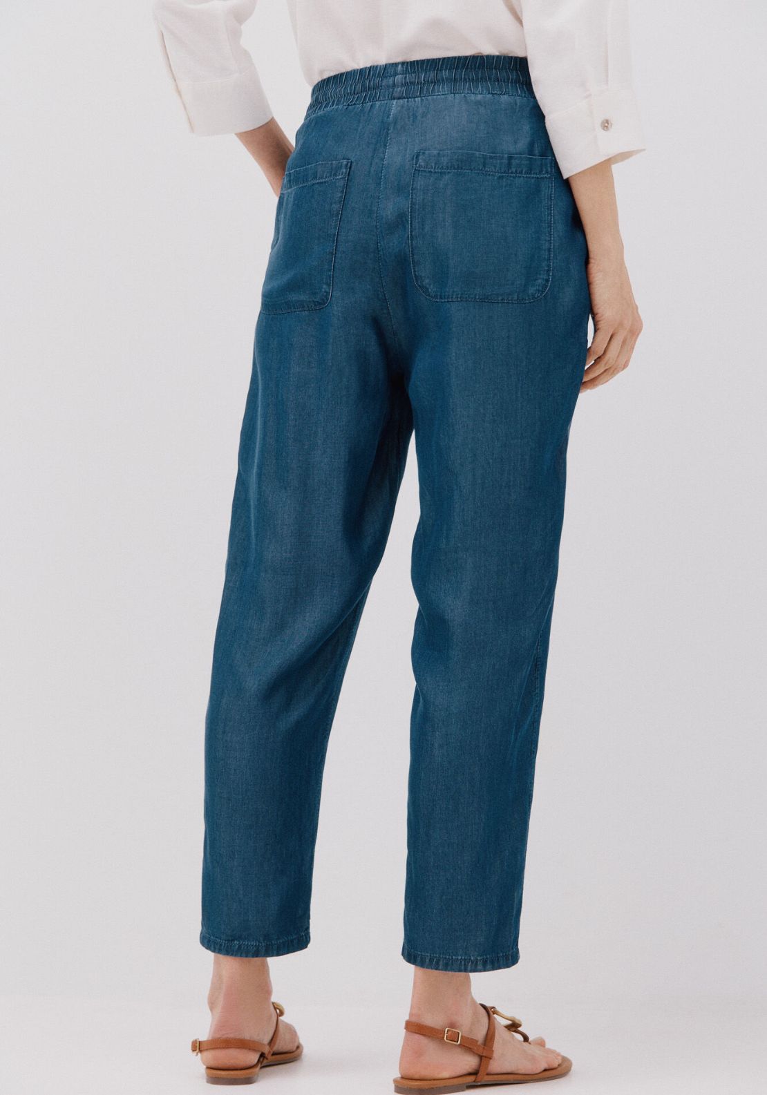 Cortefiel Tencel Fluid Trousers - Medium Blue 2 Shaws Department Stores