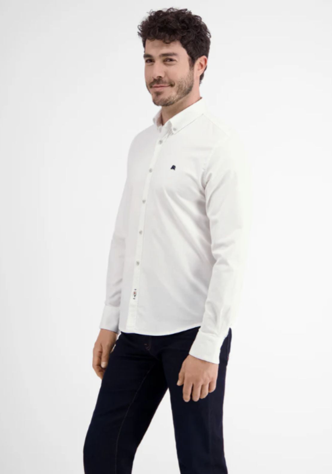 Lerros Plain Oxford Shirt - White 3 Shaws Department Stores