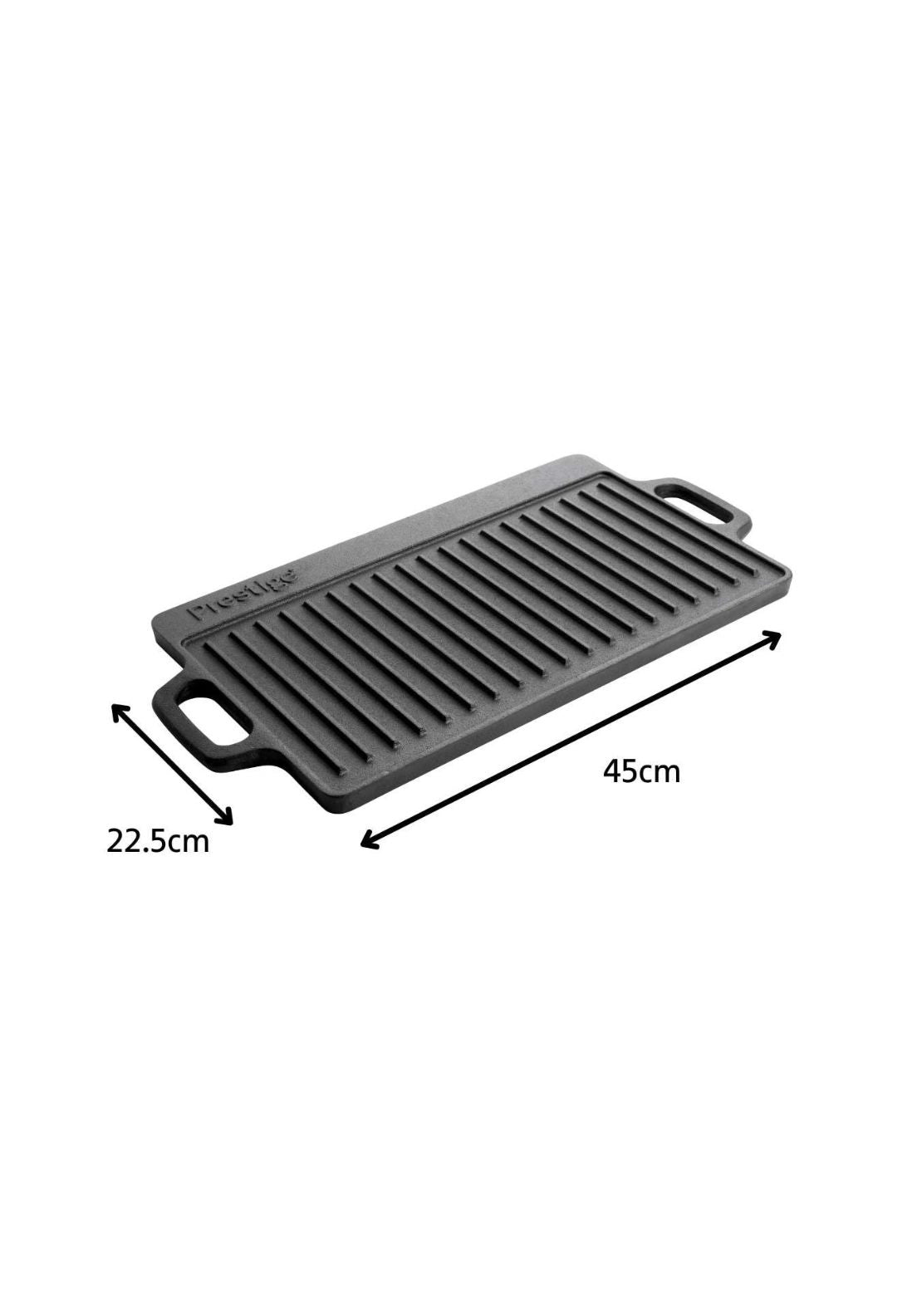 Cast Iron Double Griddle 45cm x 22.5cm - Black