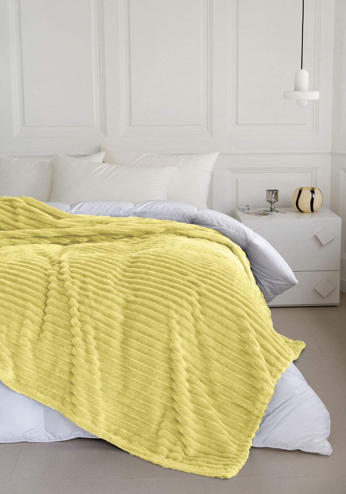 The Home Collection Ribbed Throw 220 x 240 cm - Yellow 1 Shaws Department Stores