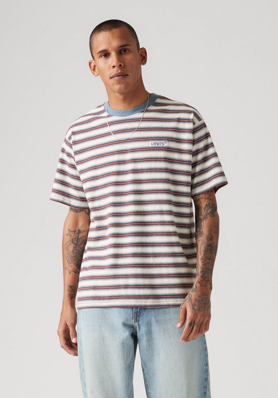 Levis Red Tab Vintage Tee - Break Stripe Porridg 1 Shaws Department Stores