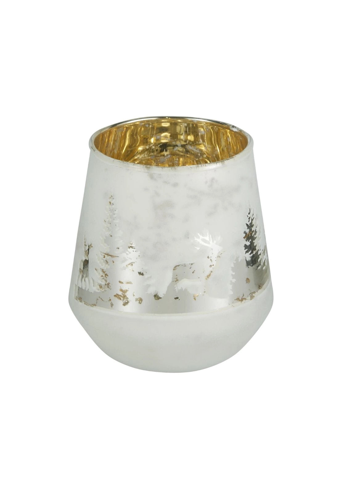 Tealight Holder Reindeer - White / Gold